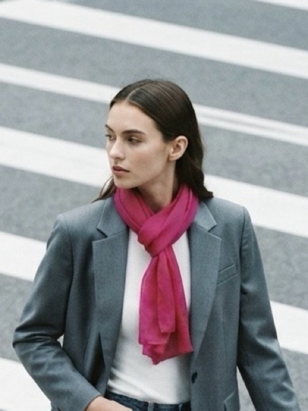 2042 - 100% Silk Bright Pink Lightweight Women's Scarf